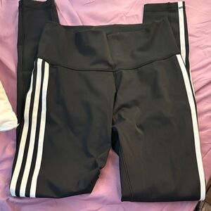 adidas Kids Black Leggings with White Accents